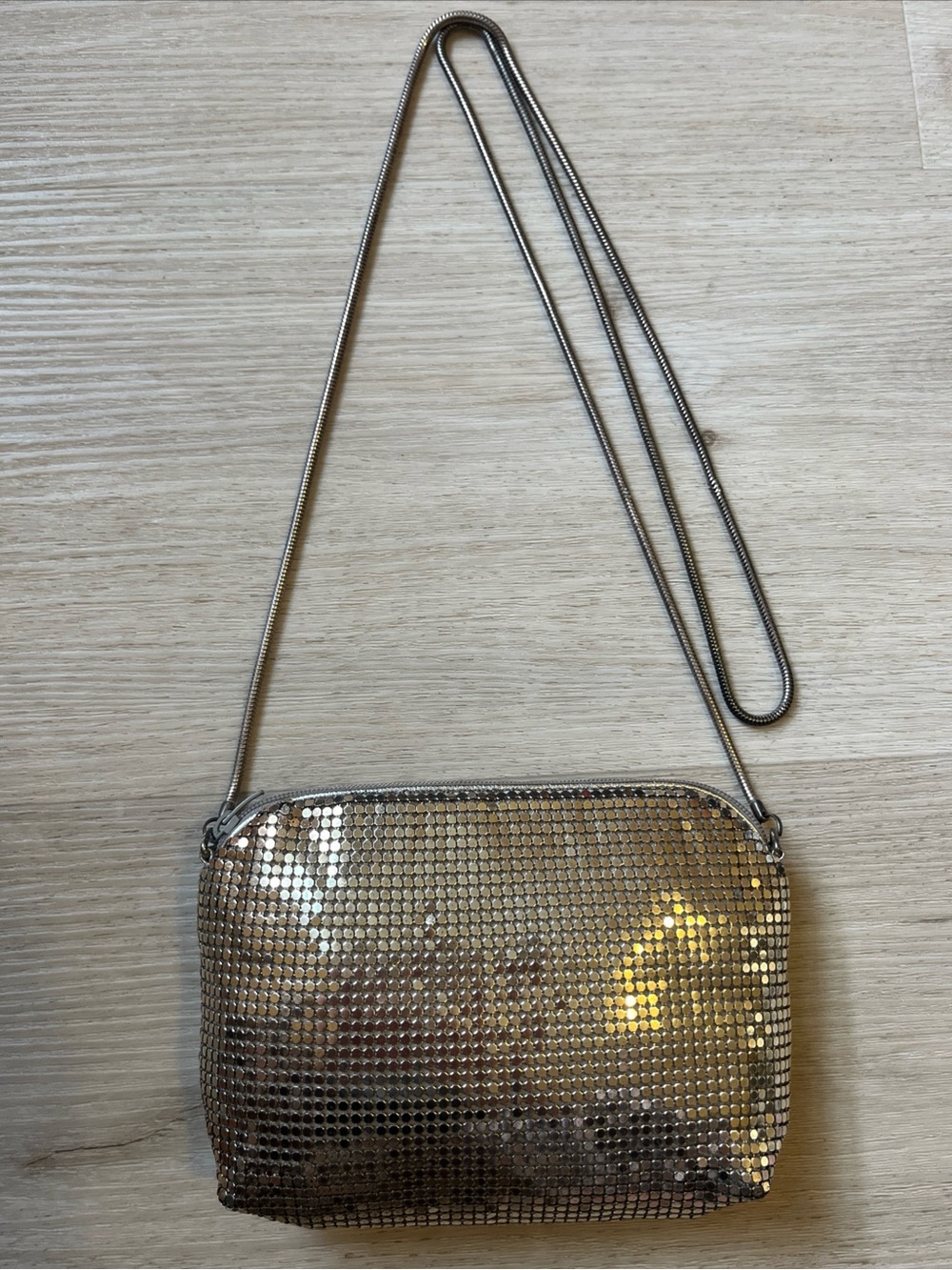 Gold & Silver Metal Mesh Vintage Crossbody Bag - Women's Evening Bag